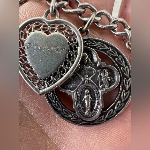 Vintage Sterling And Silver Tone Mix Charm Bracelet - Picture 5 of 16